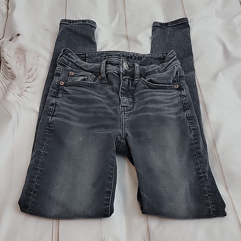 American Eagle Soft Knit Hi-Rise Jegging size 00 Distressing Free Stretchy Jeans